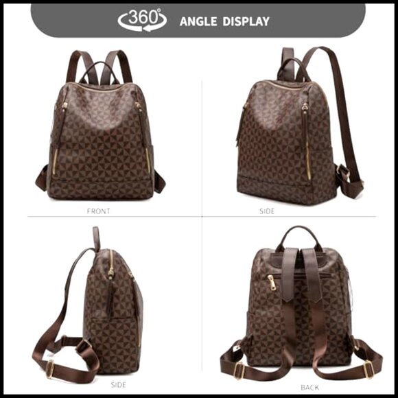 Large Leather Anti-Theft Travel Backpack Purse with Convertible Shoulder Straps